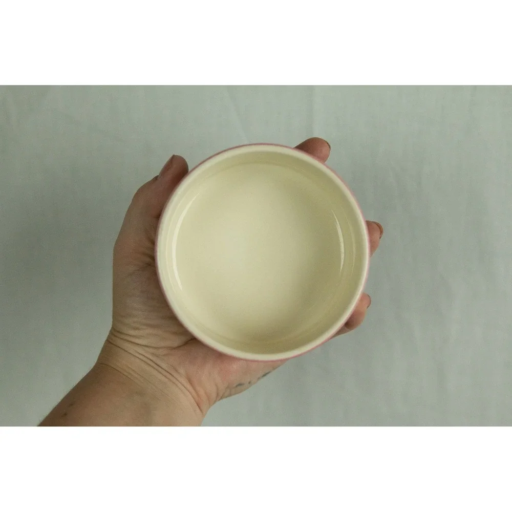 Vintage 1985 Teleflora Ceramic Pink Tulip Bowl Planter Made in Japan Cream 80s